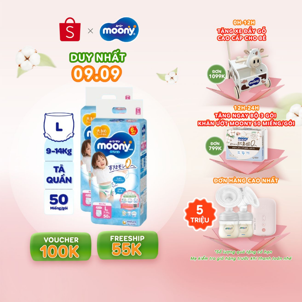 Combo 2 Tã quần Moony cao cấp L44/XL38 Bé Gái (Girl) - Nhập khẩu từ ...