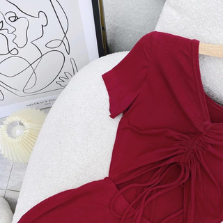 [D02]Đầm body rút dây sau lưng xẻ tà 1 bên cách điệu tôn dáng