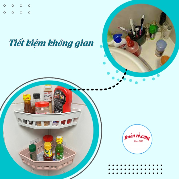 Khay tam giác dán tường Hokori Việt Nhật (5610) đựng vật dụng nhà tắm nhà bếp, Kệ đựng đồ đa năng nhựa PP cao cấp | BigBuy360 - bigbuy360.vn