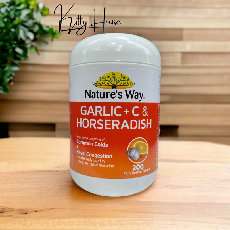 LỌ NHỰA NATURE’S WAY TỎI GARLIC+C & HORSERADISH LỌ 200 VIÊN CHÍNH HÃNG