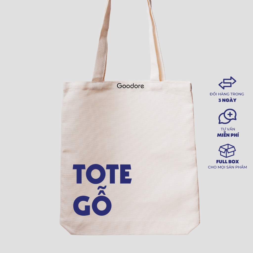 Túi tote vải canvas Goodore thiết kế BST Tote Gỗ phong cách năng động cá tính