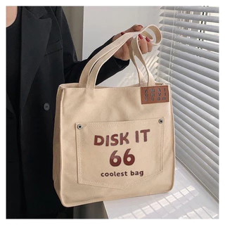 Túi tote đeo vai vải canvas sang trọng phong cách Hàn