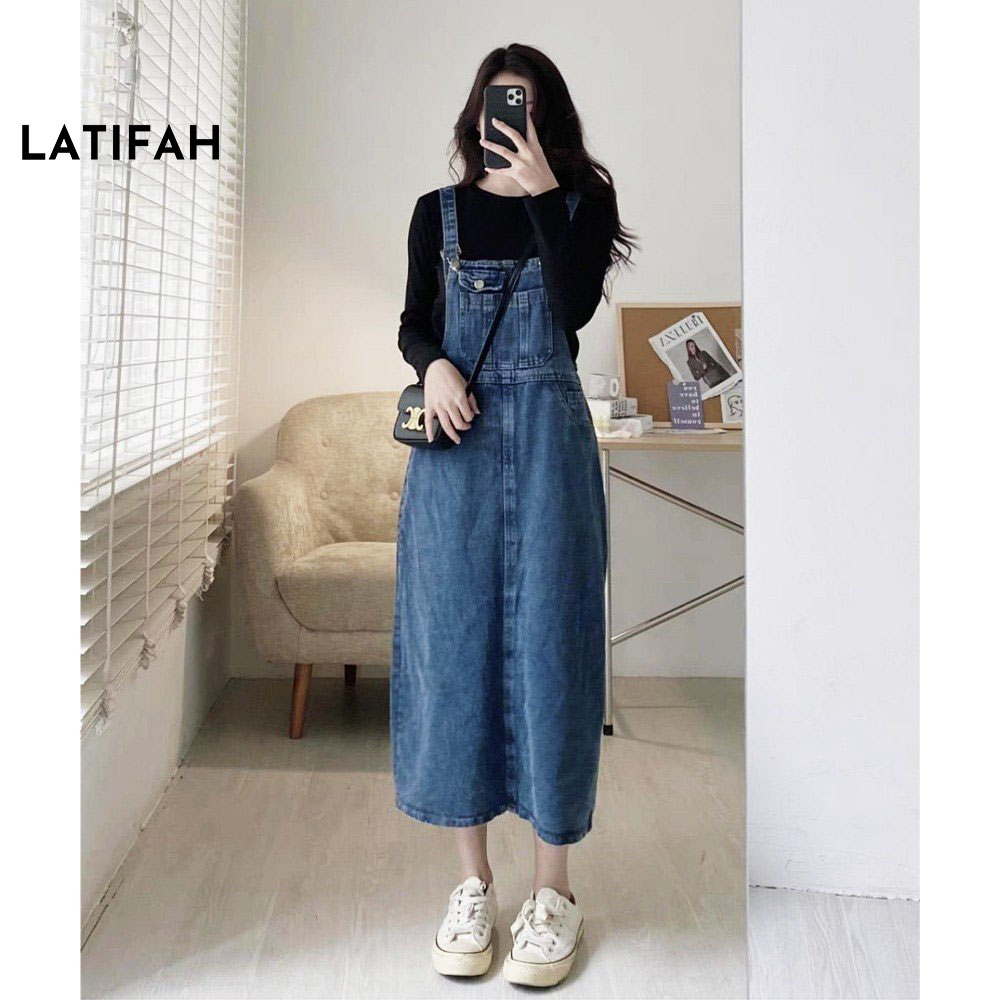 Yếm váy jean LATIFAH form dài YJ031 phong cách hàn quốc