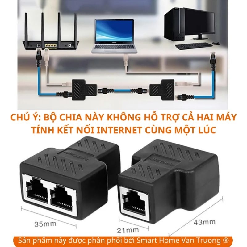 Bộ chia mạng LAN, RJ45, 1 cổng ra 2 cổng | Shopee Việt Nam