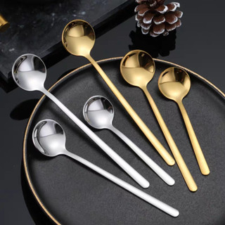 Set 5 Thìa cafe 13/15/17cm, muỗng Inox304 cao cấp tròn khuấy cafe,nước ép, sinh tố,màu bạc và vàng