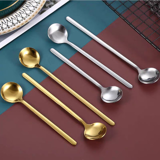 Set 5 Thìa cafe 13/15/17cm, muỗng Inox304 cao cấp tròn khuấy cafe,nước ép, sinh tố,màu bạc và vàng