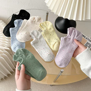 Tất lười nữ cổ ngắn vintage Chất liệu sợi Cotton và len màu lấy ý tưởng bầu trời đêm đơn giản