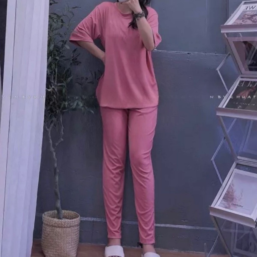 Set Đồ Nữ Sang Chảnh Bigszie Thun Gân Lạnh ESHOP Set Đồ Nữ Mặc Nhà Đi Chơi Ngủ Đẹp Dễ Thương Quần Dài GL68 Thời Trang