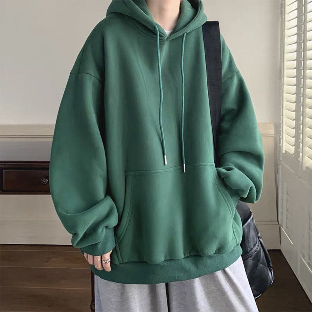 Áo khoác Hoodie Nam, Hoodie Trơn Basic Unisex Nỉ From Rộng Màu Đen, Xanh,Xám - unisex L1