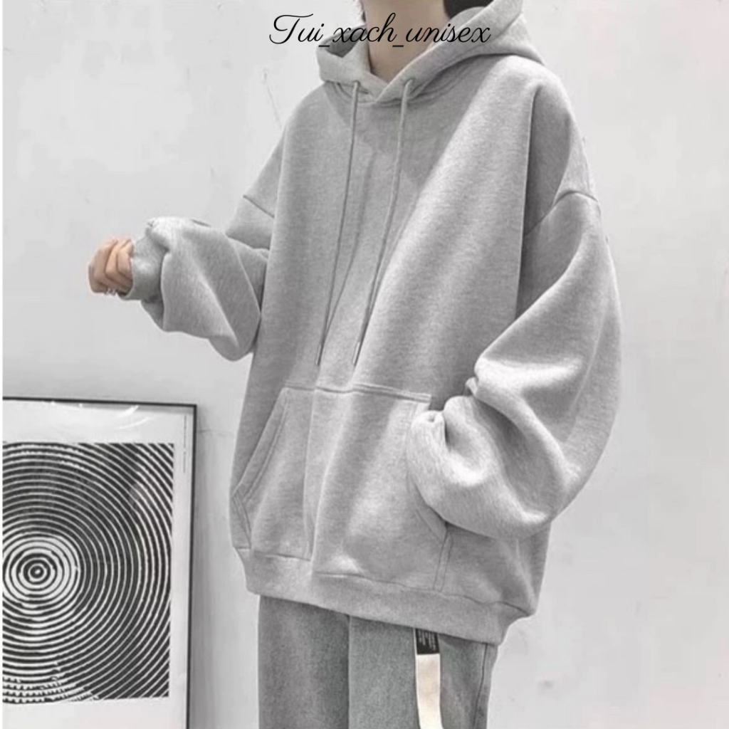 Áo khoác Hoodie Nam, Hoodie Trơn Basic Unisex Nỉ From Rộng Màu Đen, Xanh,Xám - unisex L1