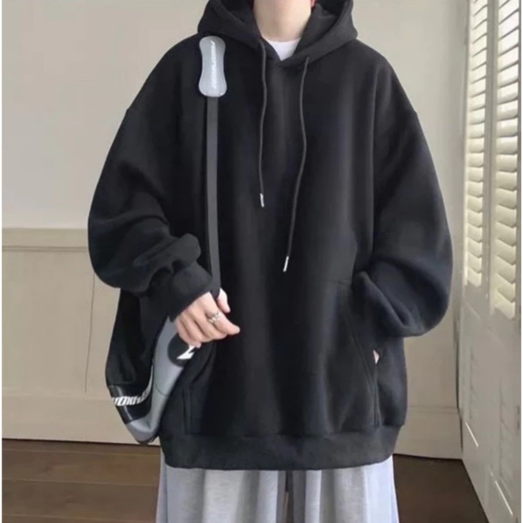 Áo khoác Hoodie Nam, Hoodie Trơn Basic Unisex Nỉ From Rộng Màu Đen, Xanh,Xám - unisex L1