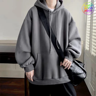 Áo Nỉ Trơn Unisex Hoodie Nữ Nam Trơn Form Rộng CÓ MŨ Chất Nỉ Bông 2 màu đen xám Bigsize - win99 9999