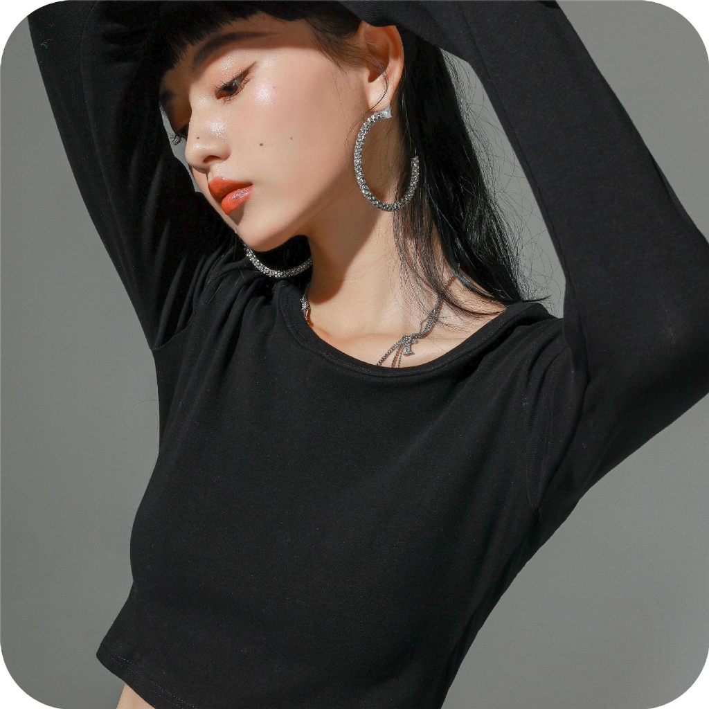 LA015 Áo cotton giữ nhiệt, áo thun cổ tròn, áo thu đông dài tay, phong cách trẻ trung năng động.