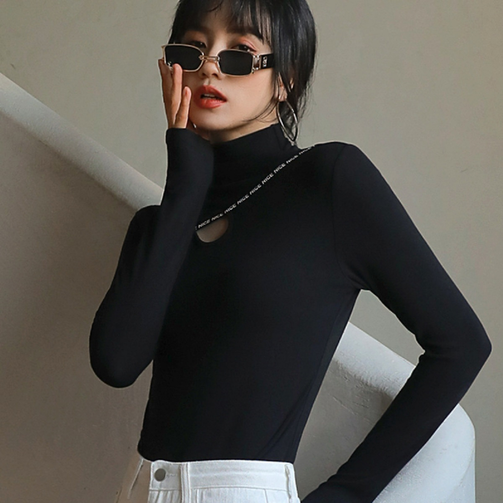 LA019 Áo cotton giữ nhiệt nữ chất liệu cotton co giãn tốt, áo thu đông cổ cao dài tay, phong cách trẻ trung năng động.