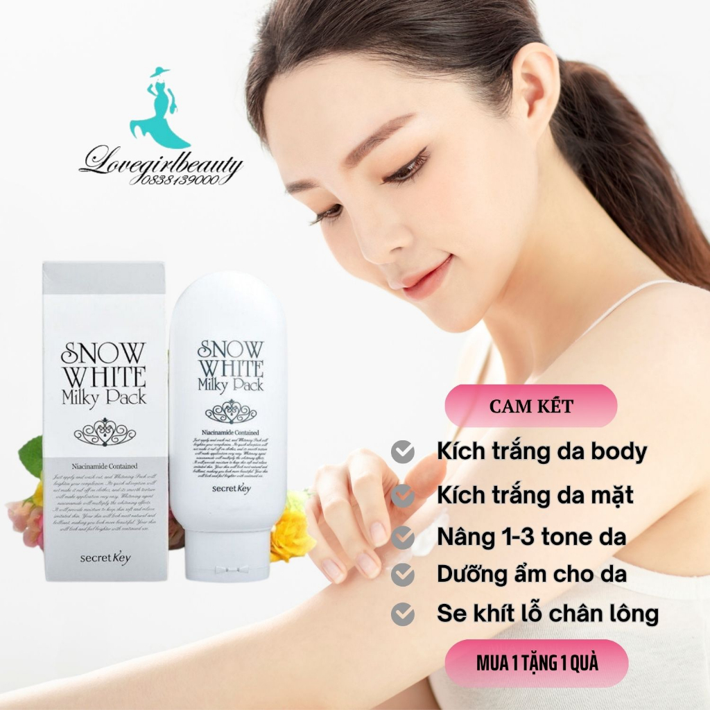 Kem dưỡng trắng da body Snow White Milky Pack kích trắng da body dưỡng ...