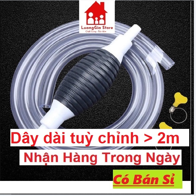 Ống Hút Xăng Dầu Chất Lỏng Bóp Tay, Dụng Cụ Bơm Hút Rượu Tiện Lợi Dây Dài 2m