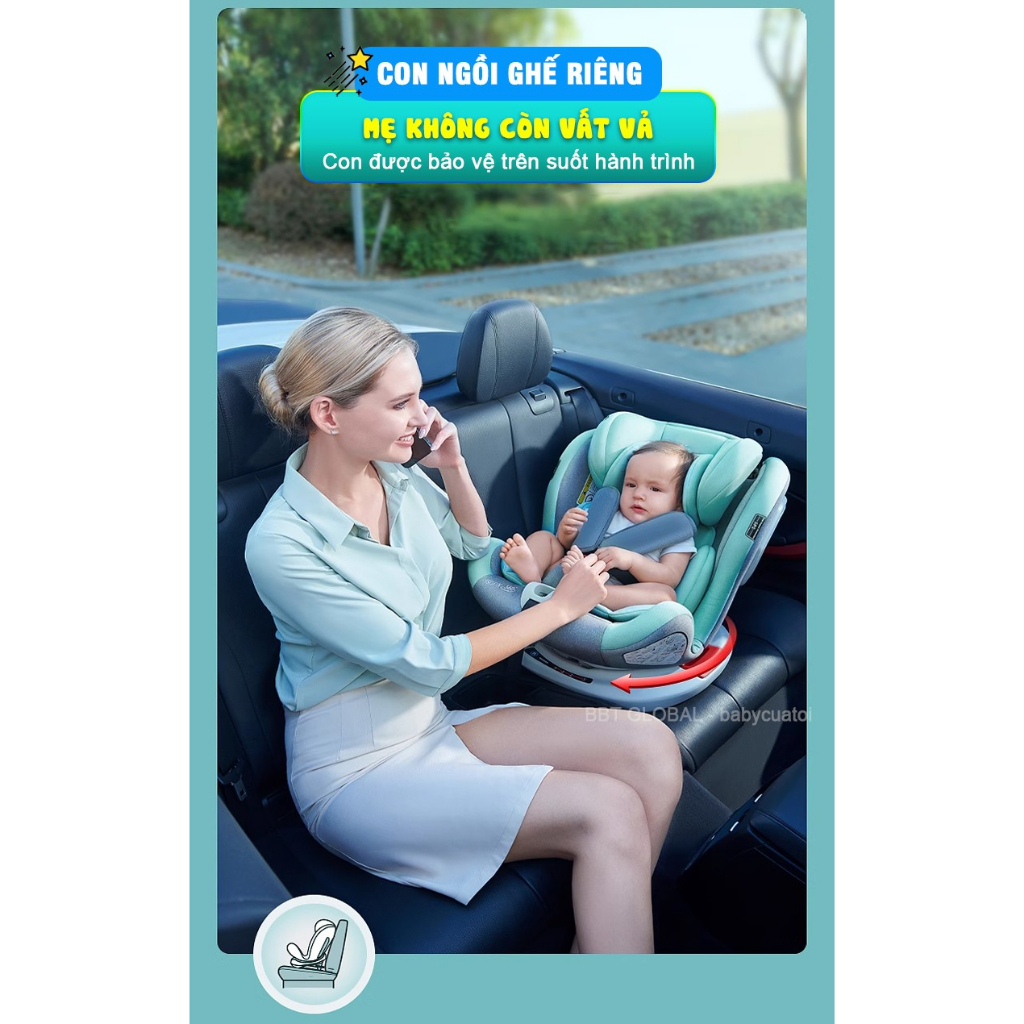 (Tặng áo phao Intex)Ghế ngồi ô tô cho bé xoay 360 độ, an toàn cho trẻ sơ sinh GX303 BBT GLOBAL