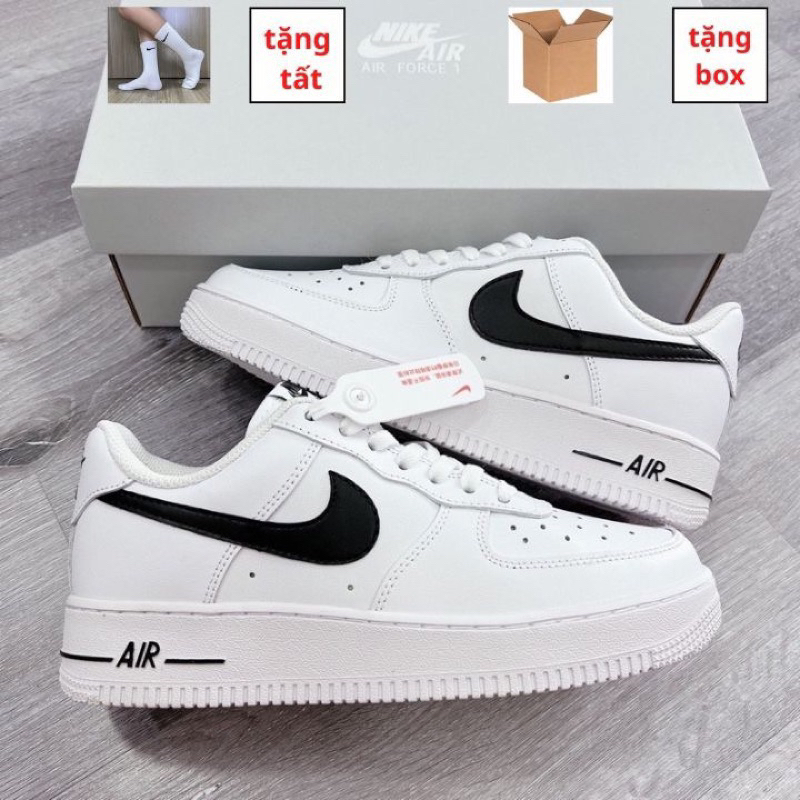 Giày Nike Air Force 1 móc đen cổ thâp, giày AF1 White Black bản S.Cấp ...