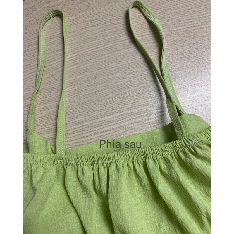 Đầm váy ngủ 2 dây bản to vải đũi mặc nhà mặc ngủ dễ thương phom dưới 53kg - D02
