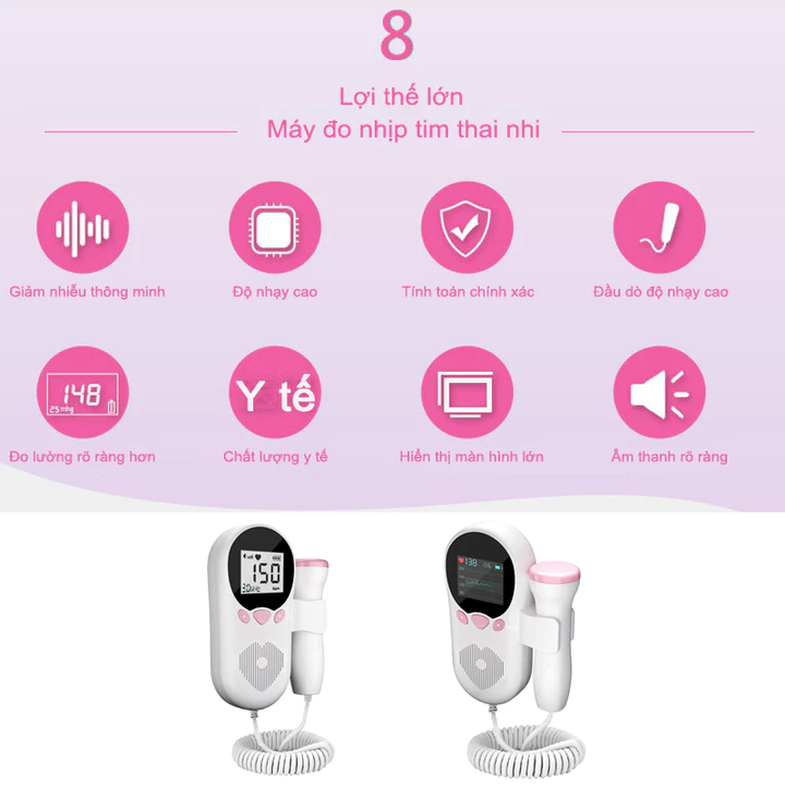 Yunos Doppler máy đo nhịp tim thai máy đo tim thai tại nhà với hình LCD cho phụ nữ mang thai – 2