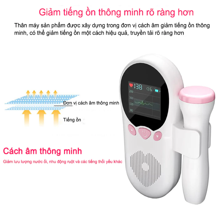 Yunos Doppler máy đo nhịp tim thai máy đo tim thai tại nhà với hình LCD cho phụ nữ mang thai – 6