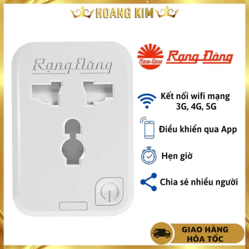 Ổ cắm điện thông minh Rạng Đông 16A - Ổ cắm wifi Rạng Đông điều khiển từ xa bằng điện thoại, kết nối wifi, 3G, 4G, 5G
