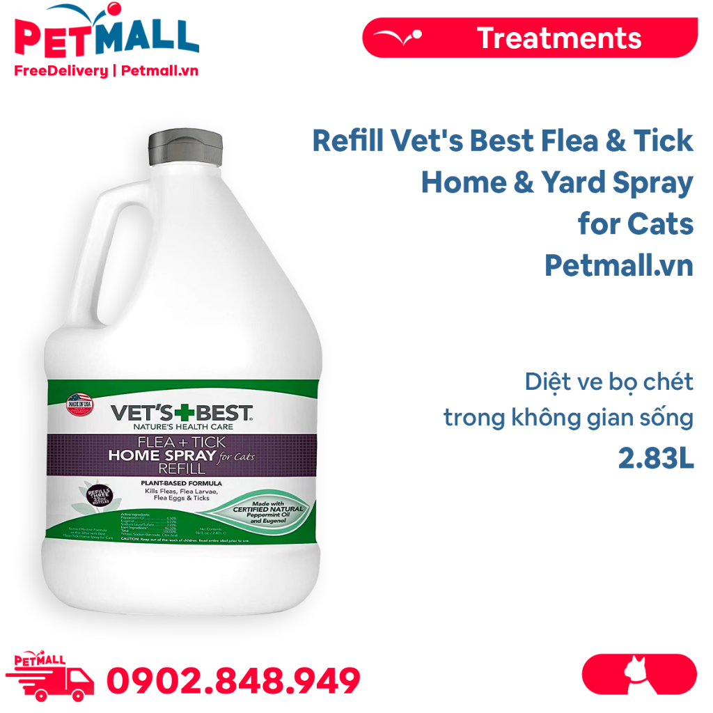 Refill Vet's Best Flea & Tick Home & Yard Spray 2.83L Diệt ve bọ chét