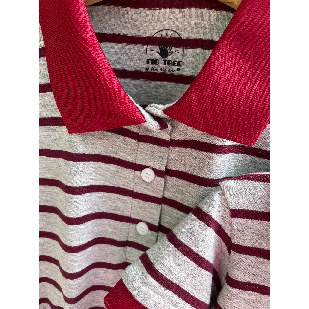 Set Áo Thun Gia Đình Fig Tree Kiểu Polo Sọc Đỏ Xám,Chất Cotton Co giãn, mềm mát cho mùa hè !!!