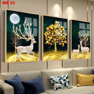 Bộ Tranh Treo Tường Decor Tráng Gương Phong Cách Bắc Âu Treo Phòng Khách Phòng Làm Việc. Tặng Kèm Đinh Treo H3