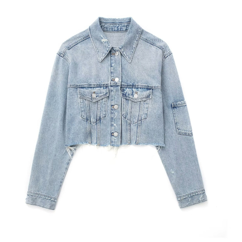 Áo Khoác Croptop denim jacket kiểu áo gấu rách màu xanh nhạt - Áo khoác ...