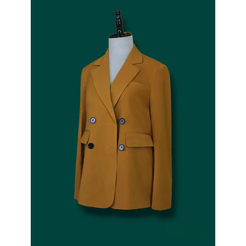 Áo blazer nữ [MAY THEO SỐ ĐO] - áo khoác vest - chất liệu cao cấp, 2 lớp-lót lụa, VÀNG THU  - Tiệm may Diluclothing