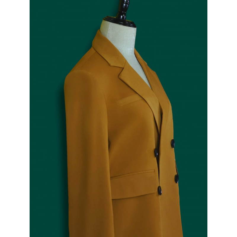 Áo blazer nữ [MAY THEO SỐ ĐO] - áo khoác vest - chất liệu cao cấp, 2 lớp-lót lụa, VÀNG THU  - Tiệm may Diluclothing