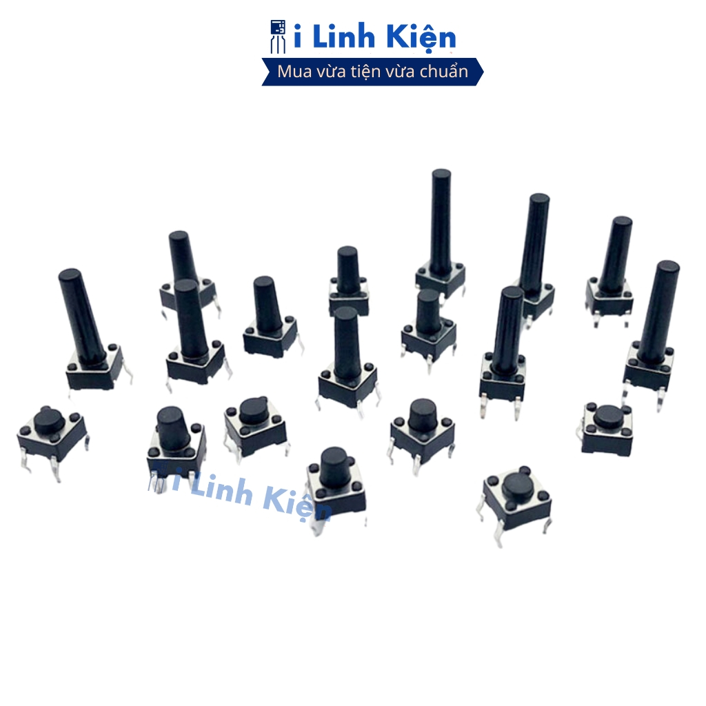 Nút nhấn 4 chân 6x6 đầy đủ các giá trị tiếp điểm đồng chính hãng ilinhkien.
