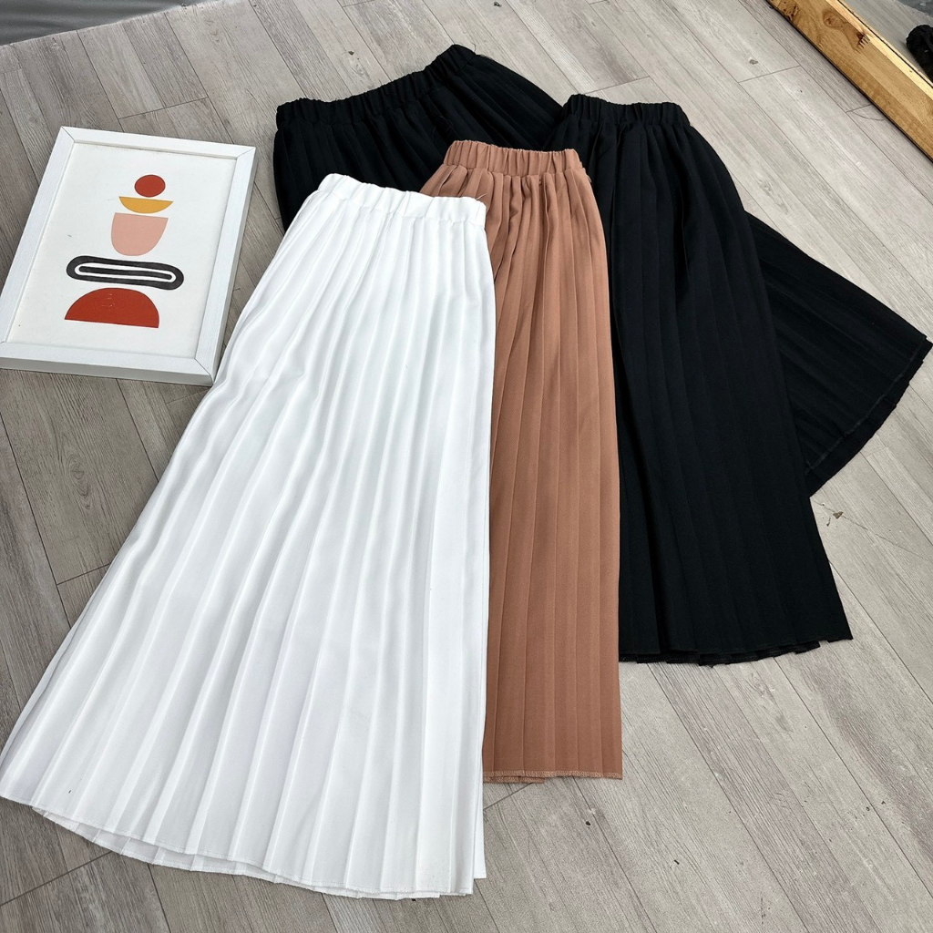 Chân Váy Dài BIGSIZE Midi Xòe Xếp Ly Lưng Cao Dáng Chữ A Công Sở,Chân Váy Xếp Ly Dài chất tuyết mưa Che Bụng MÃ CV12