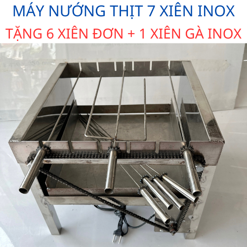 Máy nướng thịt xiên 7 xiên INOX cao cấp - Tặng Kèm 6 Xiên Đơn và 1 Xiên ...