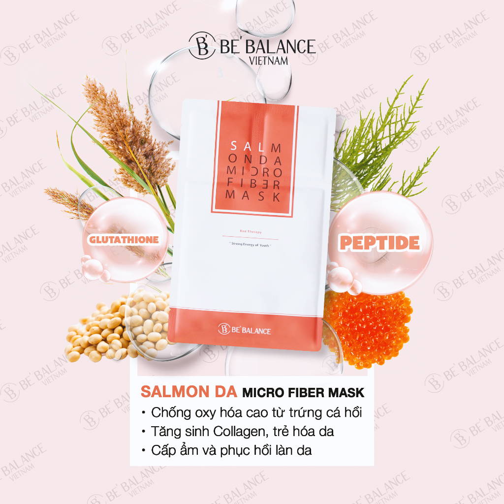 Ảnh Mặt Nạ Vải Vi Sợi Be'Balance SALMON DA MICRO FIBER MASK 3in1 Làm Đẹp Da 1 hộp 10 miếng 4
