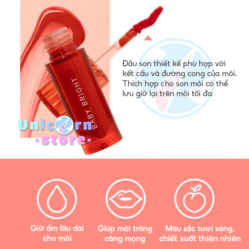 Son Kem Lì Dưỡng Môi Baby Bright Lip & Cheek Peach Glow Tint 2.4g