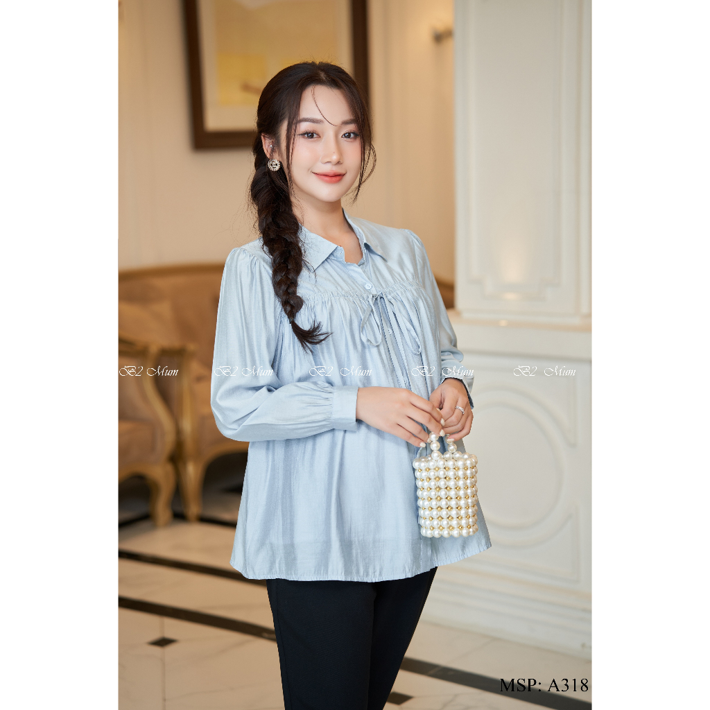 Áo bầu thiết kế Áo sơ mi nhún ngực A318 B2MUM