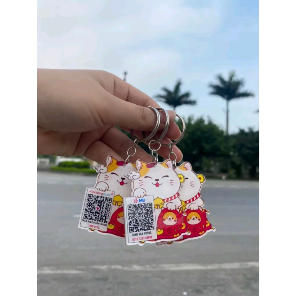 Móc khóa QR CODE in hình mèo thần tài siêu ngộ nghĩnh, kích thước 4x6 ...