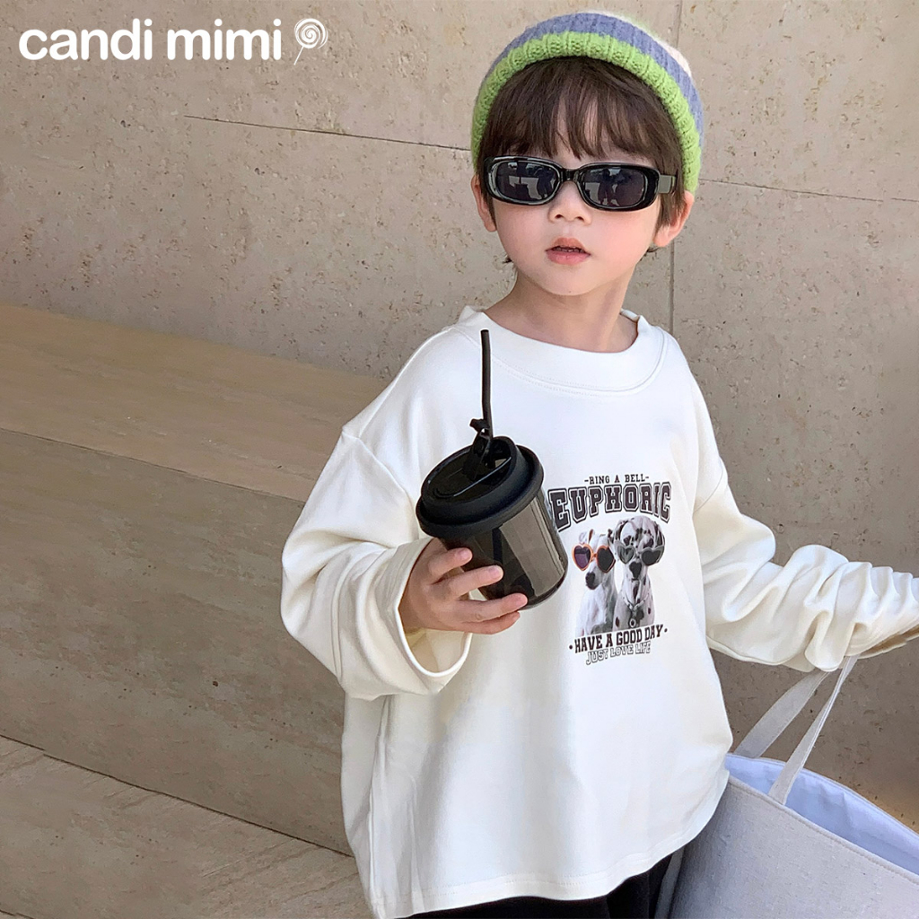 CANDIMIMI Áo nỉ cổ tròn in hình cá tính unisex cho bé trai, bé gái - Hoodie thời trang trẻ em
