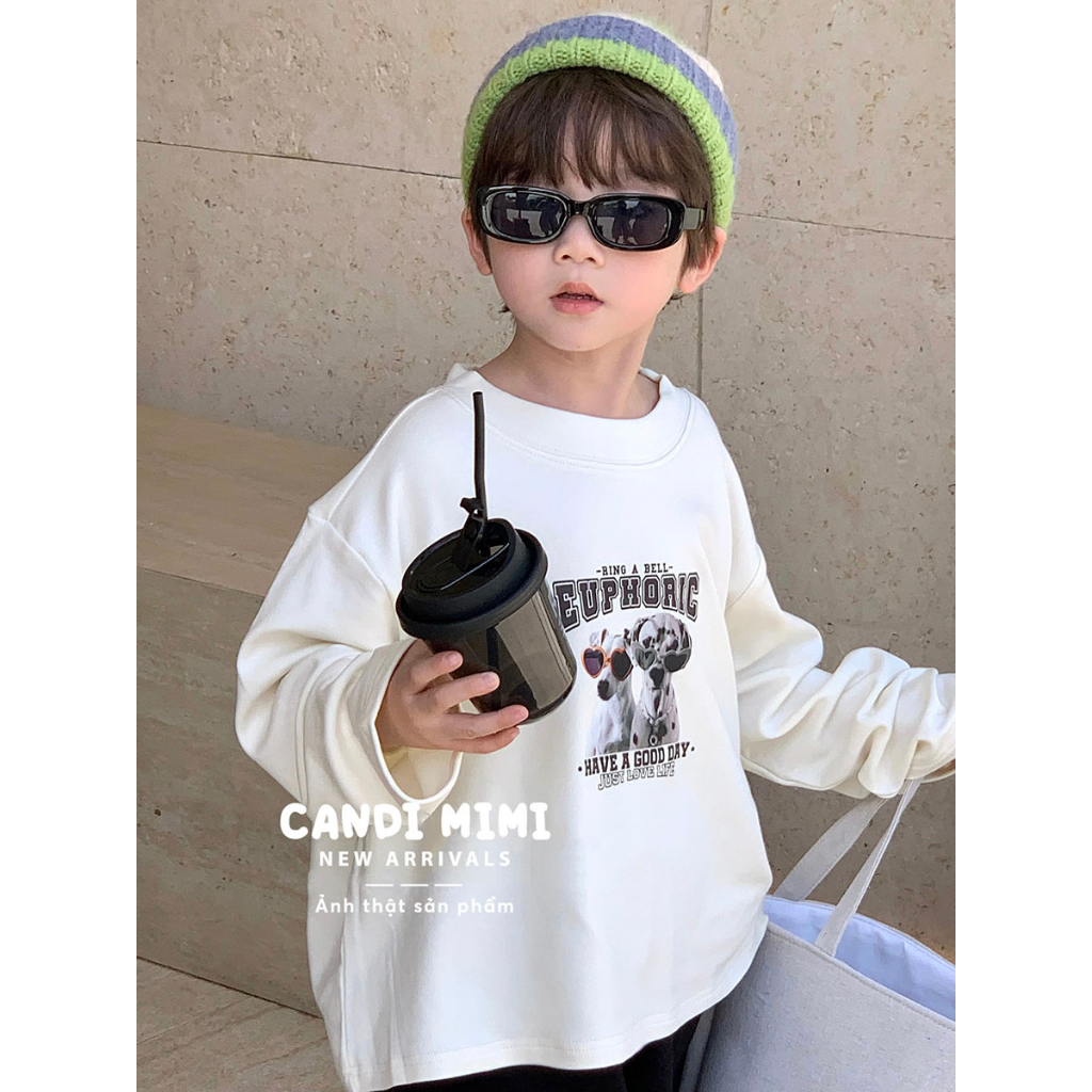 CANDIMIMI Áo nỉ cổ tròn in hình cá tính unisex cho bé trai, bé gái - Hoodie thời trang trẻ em