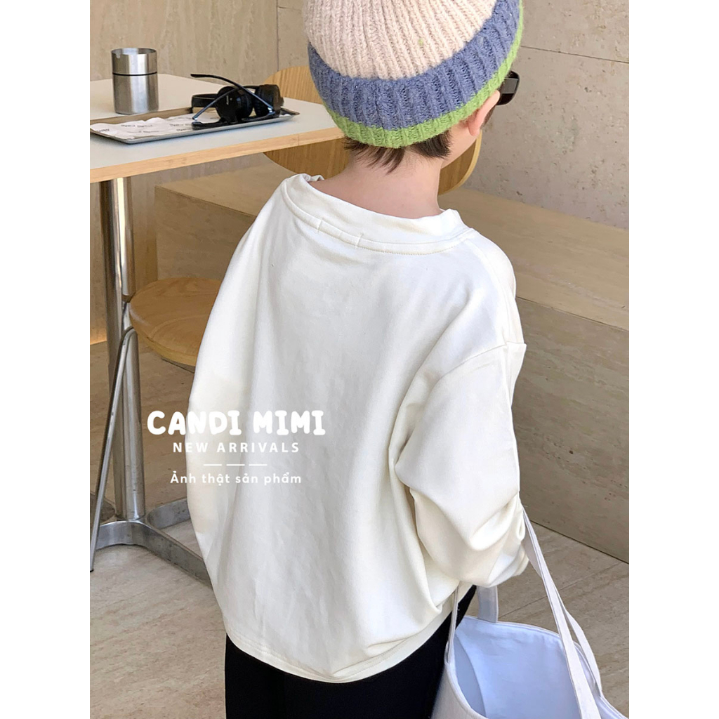 CANDIMIMI Áo nỉ cổ tròn in hình cá tính unisex cho bé trai, bé gái - Hoodie thời trang trẻ em