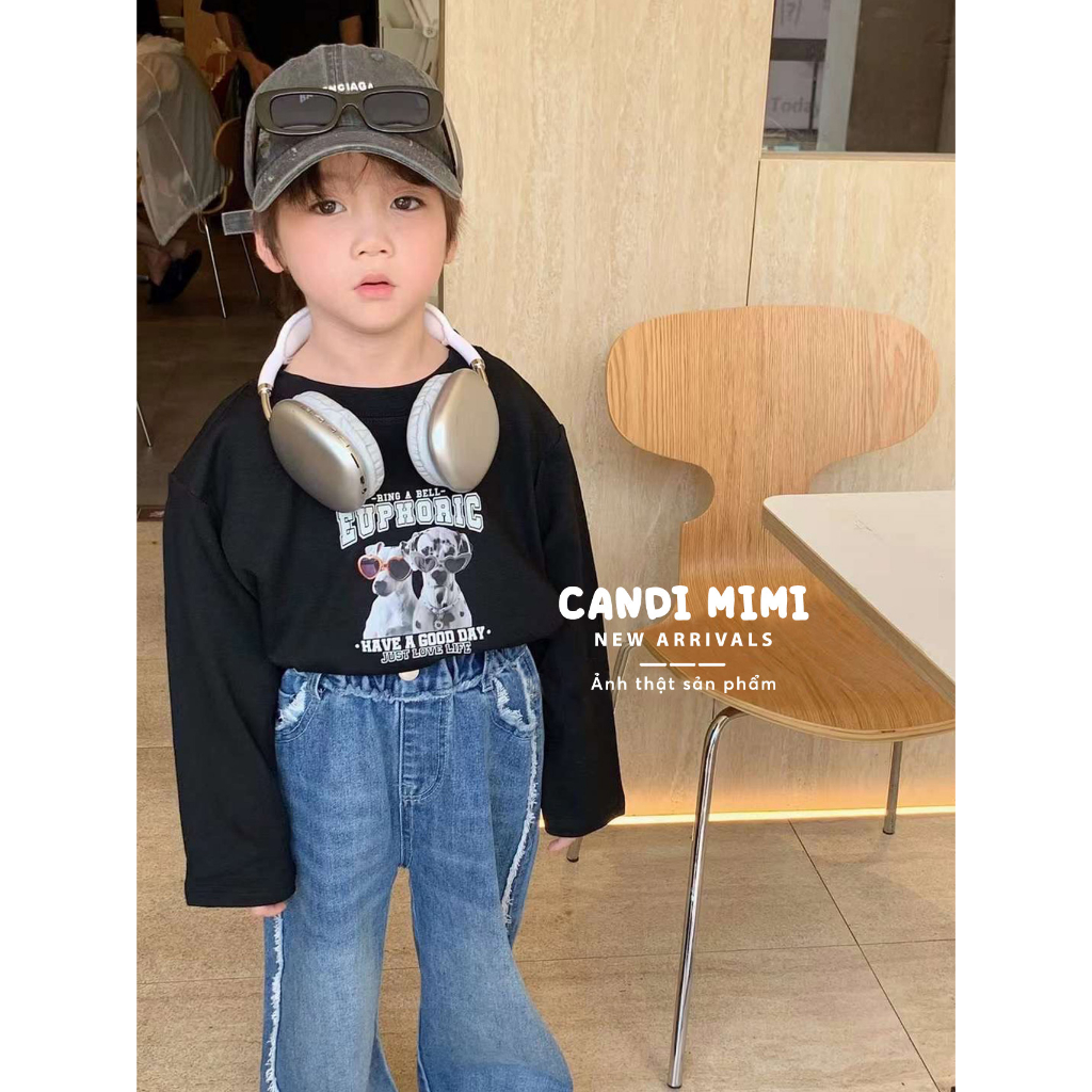 CANDIMIMI Áo nỉ cổ tròn in hình cá tính unisex cho bé trai, bé gái - Hoodie thời trang trẻ em