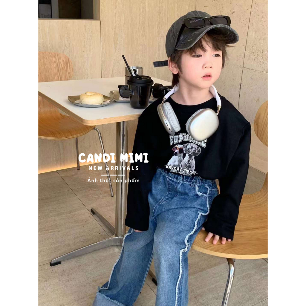CANDIMIMI Áo nỉ cổ tròn in hình cá tính unisex cho bé trai, bé gái - Hoodie thời trang trẻ em