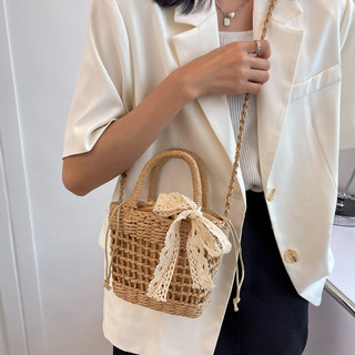 Túi cói đi biển gắn quả cherry xinh xắn