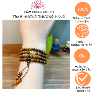 Vòng tay trầm hương 108 hạt 6 ly INDO mix bánh xe pháp luân 10k kèm bi 10k, thơm sống mạnh, đẹp, phong cách thời trang.