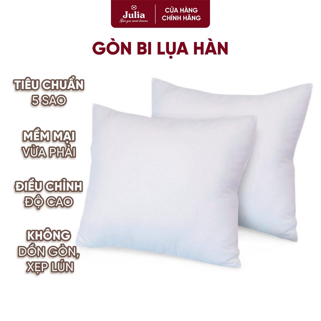Ruột Gối Nằm Ép Hơi JULIA Hàn Quốc Gòn Bi Lụa Êm Ái Siêu Mềm 2 Kích Thước RNB