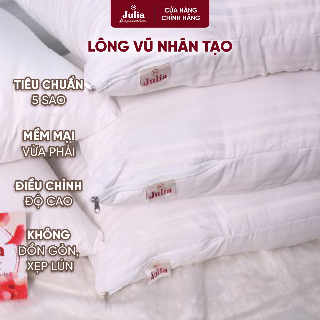 Ruột Gối Nằm Hữu Cơ Lông Vũ JULIA Hàn Quốc Micro Fiber Siêu Mềm Thấm Hút 2 Kích Cỡ RNM
