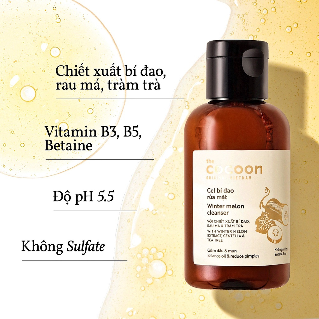 Ảnh Gel bí đao rửa mặt cocoon 310ml thuần chay - Vegan mỹ phẩm thuần chay 3