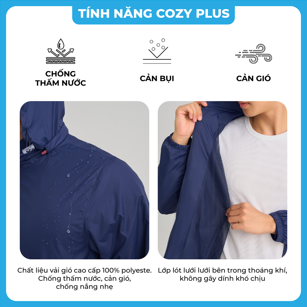 Ảnh Áo Gió Nam 𝐂𝐀𝐑𝐃𝐈𝐍𝐀 2 Lớp Chất Vải Gió Cao Cấp Chống Thấm Nước Cản Gió Trẻ Trung 3GNM01 3